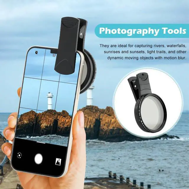 Alt view image 4 of 7 - 52MM Variable ND2-ND400 Filter, Clip-on Phone Lens ND Filter Kit Multi-Coated Adjustable Neutral Density Filter Compatible with iPhoneSamsung/Android Smartphones(Color:Black)