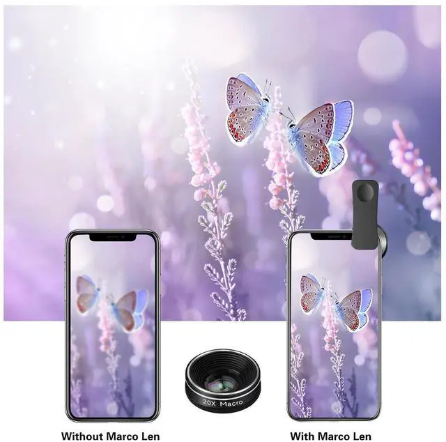 Alt view image 4 of 6 - Phone Camera Lens, 3 in 1 Phone Lens kit-205° Fisheye Lens + Macro Lens + 120° Wide Angle Lens,Clip on Cell Phone Camera Lens Kits Compatible with iPhone,Most Smartphones