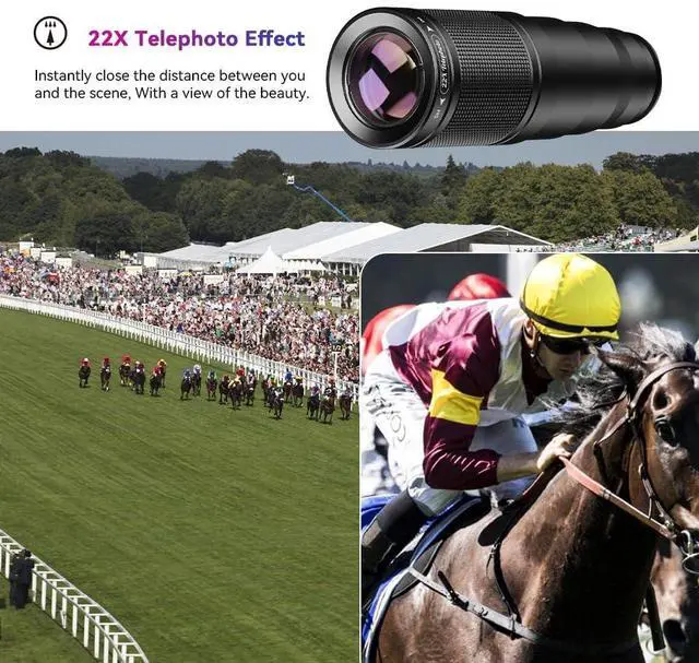 Alt view image 6 of 7 - 6 in 1 Phone Lens Kit - 22x Telephoto Lens, 205° Fisheye Lens, 120° Wide Angle Lens & 25X Macro Lens(Screwed Together), Compatible with iPhone,Samsung,Pixel