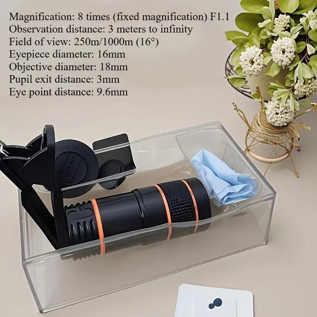 Alt view image 6 of 6 - 1pc 8X Zoom Lens for Smartphones, PVC Clip-On Camera Lens with Special Effects, Universal Phone Photography Accessory, No App Required Easy Clip Design