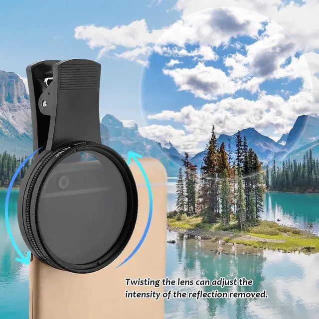 Alt view image 4 of 7 - 52mm Polari/zed Camera Lens Phone Universal CPL Filter Clip Kit, Portable Phone Polarizing Lens Filter for Cell Phones Camera Assistant Len and Effects Filters(Black)