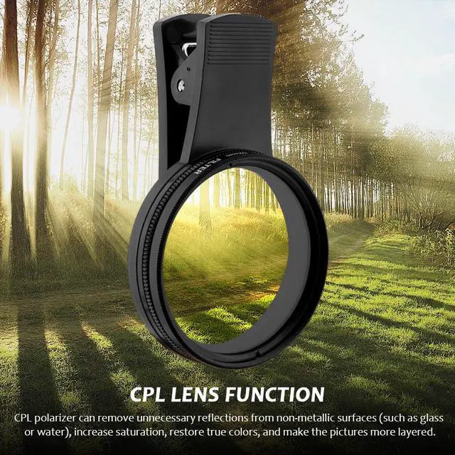 Alt view image 5 of 7 - 52mm Polari/zed Camera Lens Phone Universal CPL Filter Clip Kit, Portable Phone Polarizing Lens Filter for Cell Phones Camera Assistant Len and Effects Filters(Black)