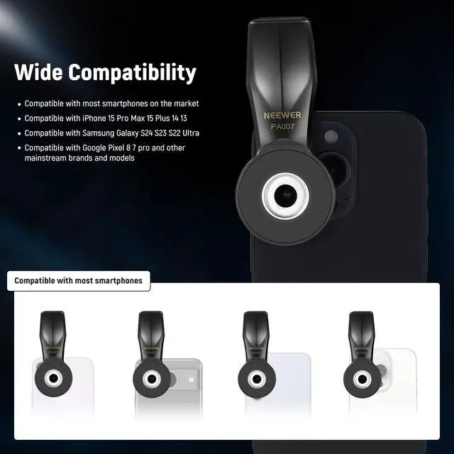Alt view image 3 of 7 - Universal Phone Clamp for 17mm Threaded Lens, Professional Telephoto Lens Attachment & Adapter, Compatible with iPhone 15 Pro Max 15 Plus 14 13 Samsung Galaxy S24 S23 Ultra Google Pixel, PA007