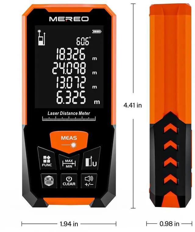 Alt view image 3 of 6 - Laser Measuring Tool, Green-Beam Laser Measure 328FT/100m Digital Distance Meter, Electronic Level, Backlit LCD, M/in/Ft Units, Measures Distance/Area/Volume & Pythagorean, for Construction&Home