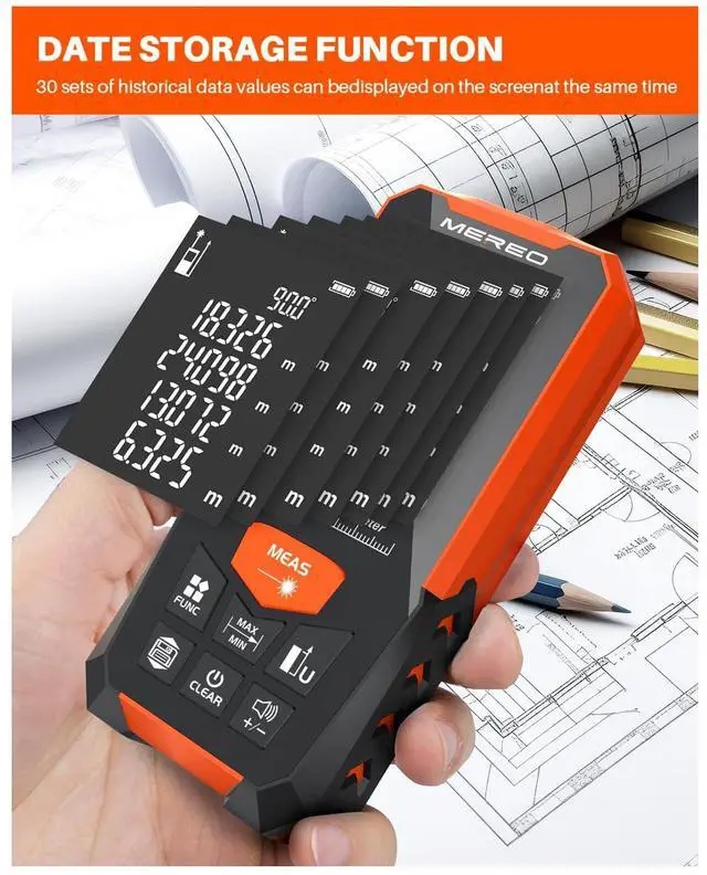 Alt view image 5 of 6 - Laser Measuring Tool, Green-Beam Laser Measure 328FT/100m Digital Distance Meter, Electronic Level, Backlit LCD, M/in/Ft Units, Measures Distance/Area/Volume & Pythagorean, for Construction&Home