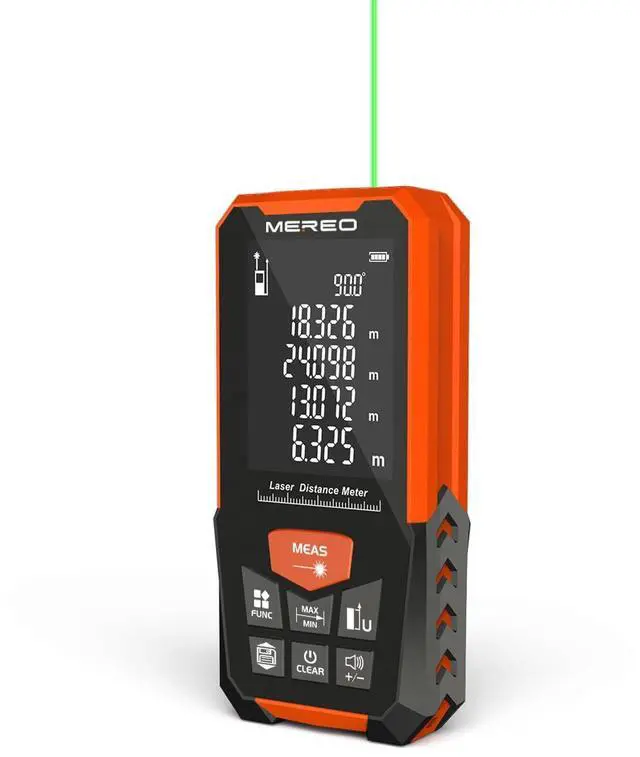 Alt view image 6 of 6 - Laser Measuring Tool, Green-Beam Laser Measure 328FT/100m Digital Distance Meter, Electronic Level, Backlit LCD, M/in/Ft Units, Measures Distance/Area/Volume & Pythagorean, for Construction&Home