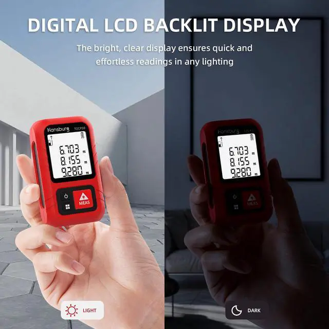 Alt view image 7 of 7 - Laser Measurement Tool 98 Ft / 30m 8-in-1 Modes Digital Laser Tape Measure Portable Chargeable Medidor Laser for Length, Area, Wall Area, Volume and 4 Pythagorean Modes with IP65 Waterproof