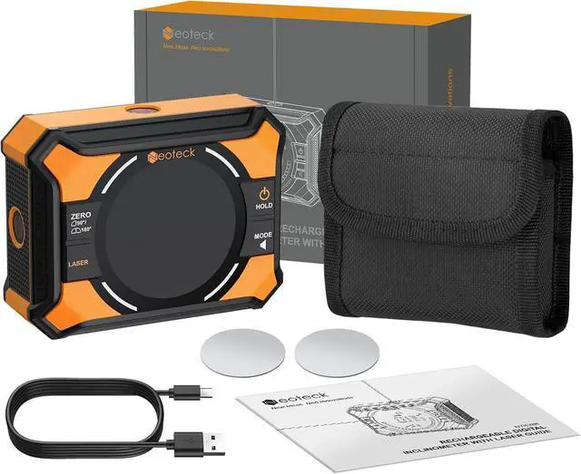 Alt view image 7 of 7 - Digital Angle Finder with Dual Laser (Class 2 Laser, 1mW Power Output) 4x90/2x180°Angle Gauge with LED Display and Data Hold USB Charging Level Box with Bottom and Back Strong Magnetic