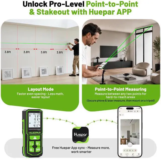 Alt view image 3 of 7 - S60-G-BT Professional Bluetooth Laser Measuring Tool, 200ft