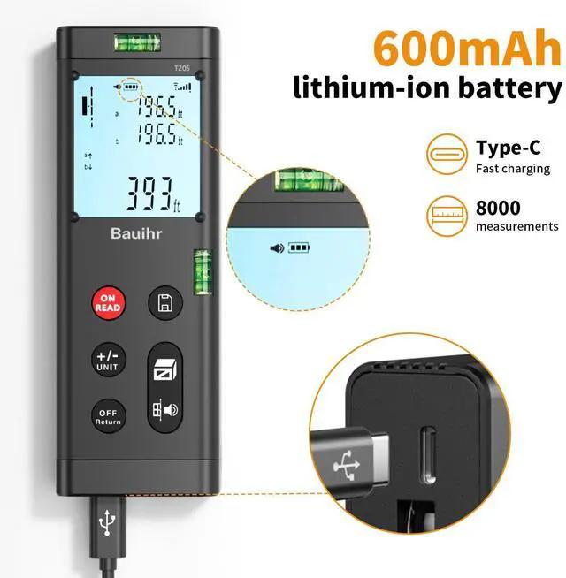 Alt view image 3 of 7 - 393ft Dual Laser Measuring Tool Aluminum Rechargeable Distance Meter