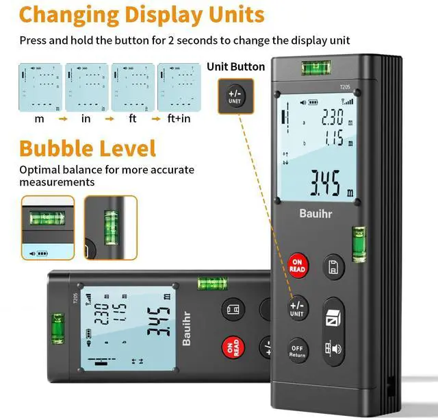 Alt view image 5 of 7 - 393ft Dual Laser Measuring Tool Aluminum Rechargeable Distance Meter