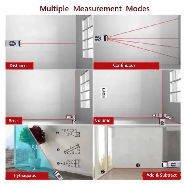 Alt view image 3 of 7 - Laser Measuring Tool 131FT Digital Tape Measure Laser Tape Measure with Electronic Level USB Rechargeable Rangefinder for Area Volume Angle Distance