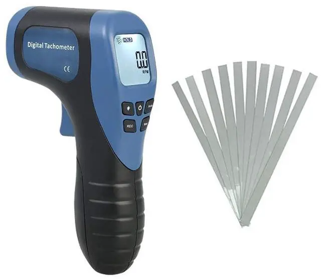 Main image of Handheld Digital Laser Tachometer Non-Contact RPM Meter Motor Speed Gauge Gun Measuring Range: 2.5-99999RPM with 10 Reflective Tapes