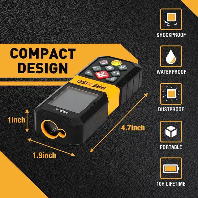 Alt view image 6 of 7 - Laser Measure, 265Ft Rechargeable Laser Distance Meter with Multi-Measurement Units M/in/Ft, Backlit LCD 4 Line Display, and Pythagorean, Distance, Area, Volume Modes