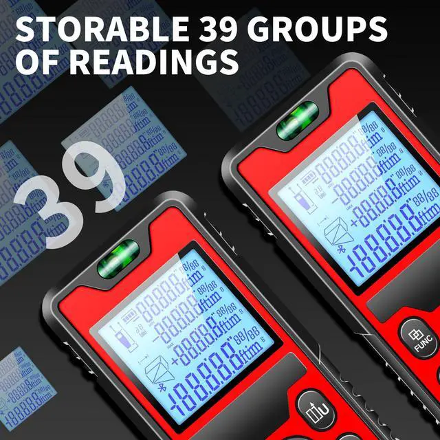 Alt view image 7 of 7 - 394ft/120m/4724 inches Digital Infrared Laser Distance Meter Distance/Area/Volume/Pythagorean/Double Pythagorean Measurement with 4-Digits&4 Readings Displaying Rechargeable