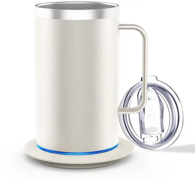 Main image of Coffee Mug Warmer with Mug, 17oz Self-Heating Coffee Mug, Stainless Steel Cup with 10H Auto Shut Off & Leak-Proof Lid (White)