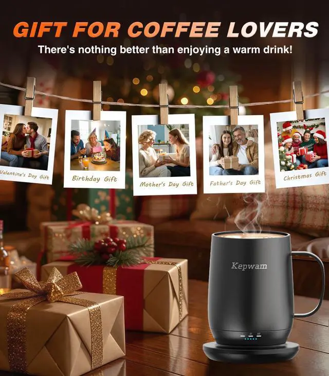 Alt view image 7 of 7 - Self Heating Coffee Mug T2, 16oz Smart Heated Coffee Mug, 150 Min Battery Life - Hot up to 149 Temperature Control Coffee Mug Warmer, Gifts for Dad Mom (No APP)