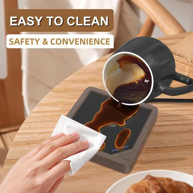 Alt view image 7 of 7 - Coffee Mug Warmer with 2 USB Charging Ports: Auto Shut-Off Candle Wax Warmer - Heated Beverage Coffee Accessories for Home Office Desk - U1 Wood