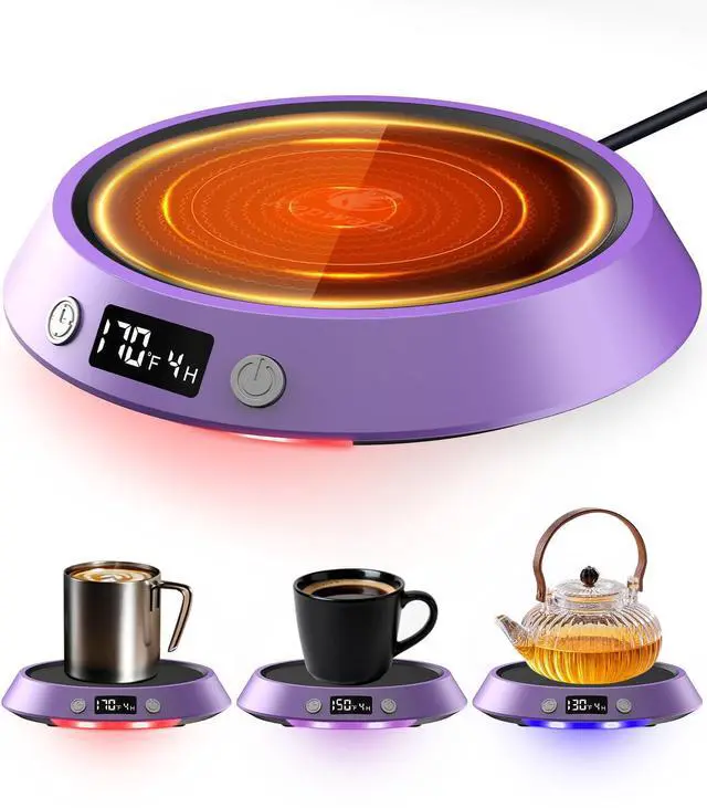 Main image of Coffee Mug Warmer - 50W Electric Coffee Warmer for Desk 3 Temp Settings & 2-9 Timer Smart Cup Warmer for Desk Candle Warmer Plate with LED Lights Beverage Tea Milk Warmer for Home & Office