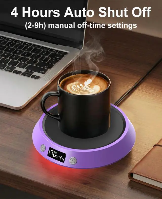 Alt view image 3 of 6 - Coffee Mug Warmer - 50W Electric Coffee Warmer for Desk 3 Temp Settings & 2-9 Timer Smart Cup Warmer for Desk Candle Warmer Plate with LED Lights Beverage Tea Milk Warmer for Home & Office