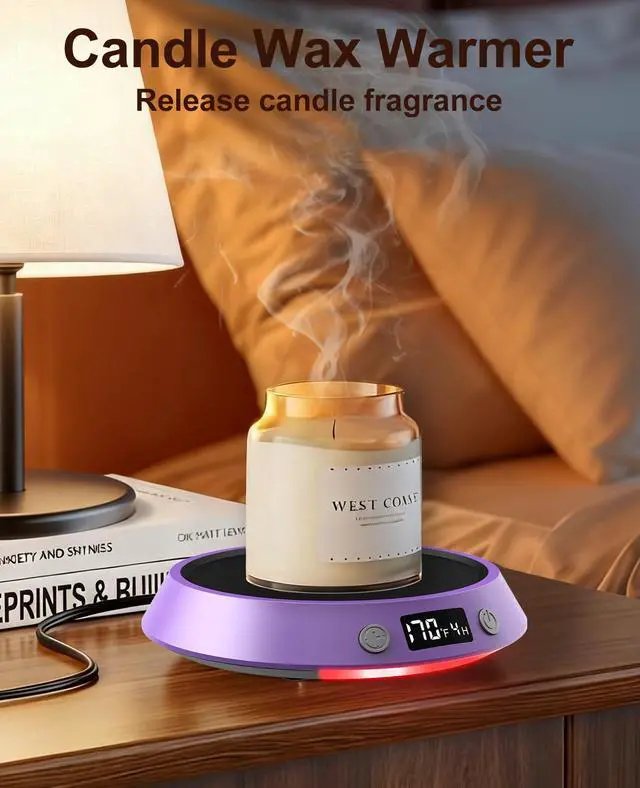 Alt view image 4 of 6 - Coffee Mug Warmer - 50W Electric Coffee Warmer for Desk 3 Temp Settings & 2-9 Timer Smart Cup Warmer for Desk Candle Warmer Plate with LED Lights Beverage Tea Milk Warmer for Home & Office