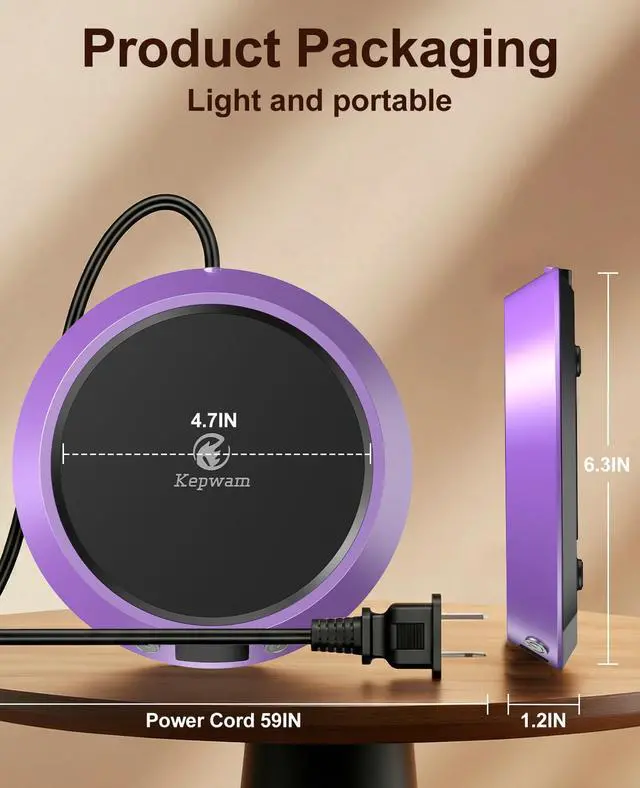 Alt view image 6 of 6 - Coffee Mug Warmer - 50W Electric Coffee Warmer for Desk 3 Temp Settings & 2-9 Timer Smart Cup Warmer for Desk Candle Warmer Plate with LED Lights Beverage Tea Milk Warmer for Home & Office