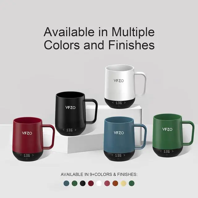 Alt view image 4 of 7 - Temperature Control Smart Mug, Self Heating Coffee Mug LED Display, 180 Min Battery Life - Hot up to 149 Fast Wireless Charger Base Improved Design(12oz, Turquoise)