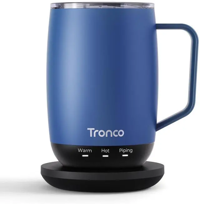 Main image of Temperature Control Heated Coffee Mug 14 oz Rechargeable Self-Heating Coffee Mug with Lid Manual Control, 3 Modes, 130 Min Battery Life, Auto Shut-Off (Blue)