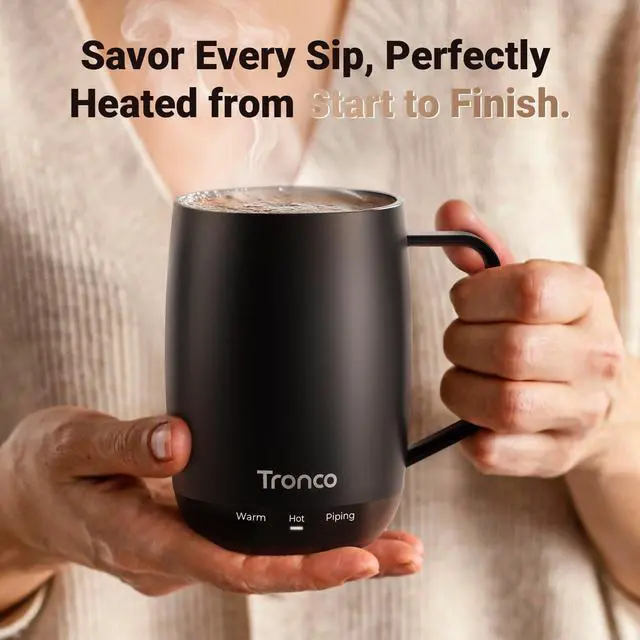 Alt view image 2 of 7 - Temperature Control Heated Coffee Mug 14 oz Rechargeable Self-Heating Coffee Mug with Lid Manual Control, 3 Modes, 130 Min Battery Life, Auto Shut-Off (Blue)