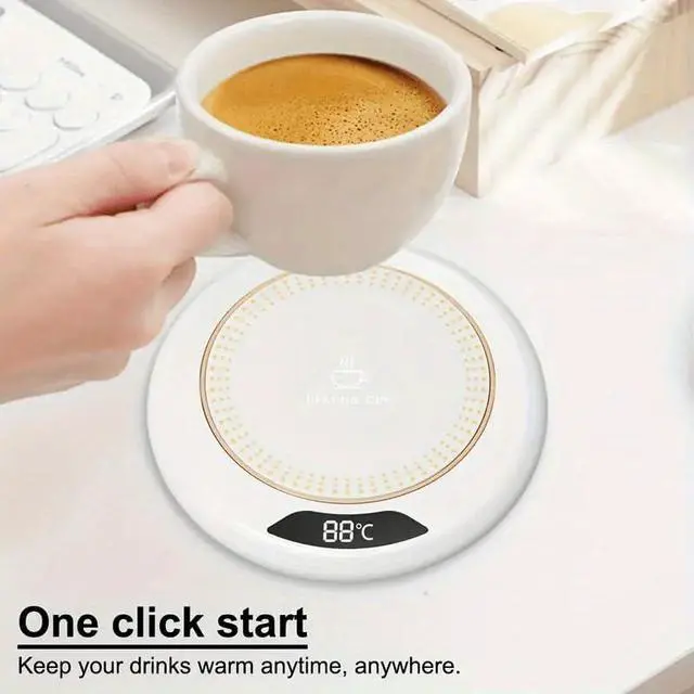 Alt view image 3 of 7 - Cup Warmer Coffee Mug Warmer Cordless Candle Warmer, USB Powered Heating Coaster with 3 Adjustable Heating Levels, Beverage Heater for Office Desk, Camping, Kitchen - Pink