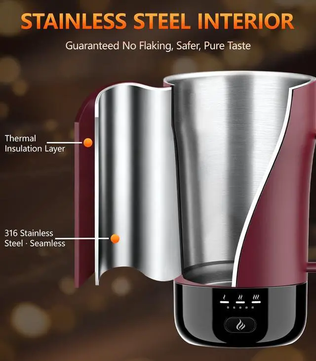 Alt view image 5 of 7 - Self-Heating Coffee Mug, 14oz Heated Coffee Mug - Rechargeable Temperature Control Coffee Mug Keep Coffee Hot, Smart Mug Great Gift for Coffee Lovers & Slow Sippers
