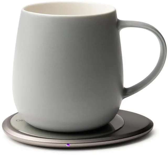 Main image of Ui 3 Self-Heating Mug Set Soft Gray | 12 fl oz / 355 mL Ceramic Coffee & Tea Mug Set with Heating Pad