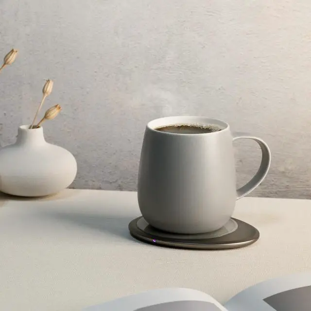 Alt view image 3 of 7 - Ui 3 Self-Heating Mug Set Soft Gray | 12 fl oz / 355 mL Ceramic Coffee & Tea Mug Set with Heating Pad