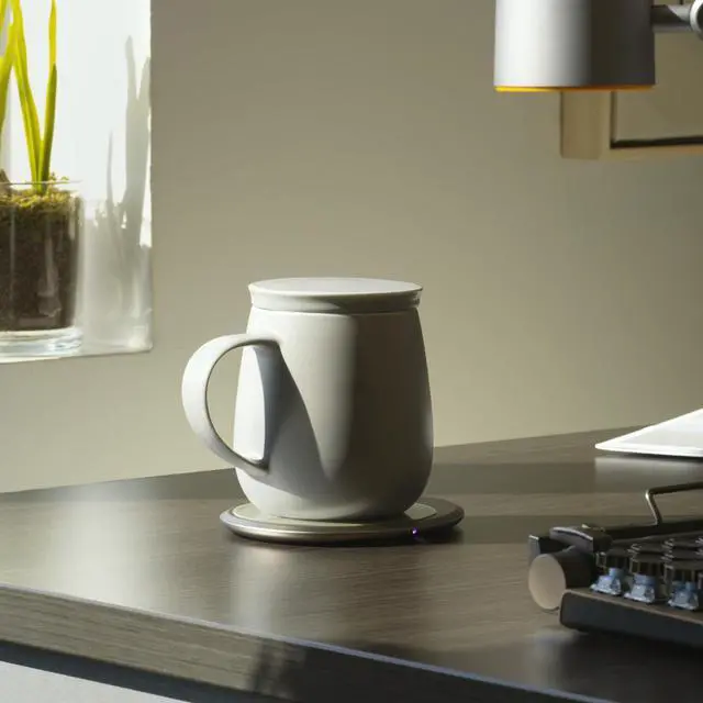Alt view image 4 of 7 - Ui 3 Self-Heating Mug Set Soft Gray | 12 fl oz / 355 mL Ceramic Coffee & Tea Mug Set with Heating Pad