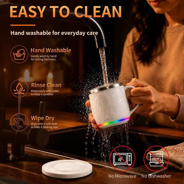 Alt view image 3 of 7 - Smart Mug with LED Temperature Display Coffee Warmer for Office & Home, Perfect Gift for Coffee Lovers,Black