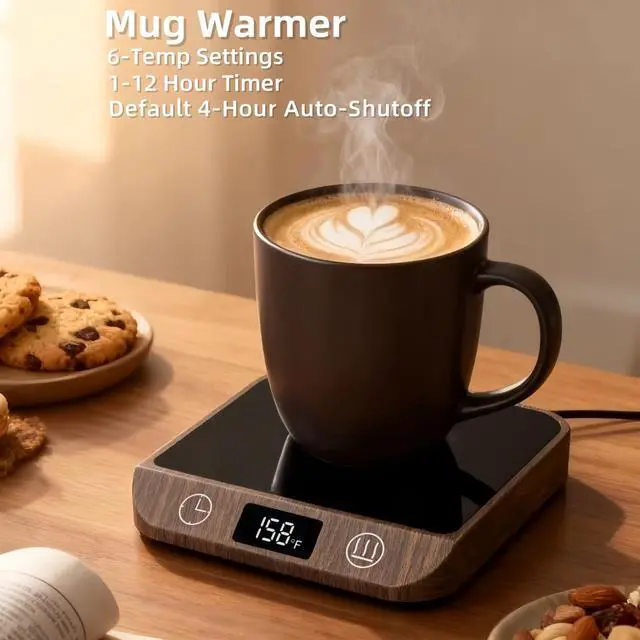 Alt view image 2 of 7 - Coffee Mug Warmer & Candle Warmer 2-in-1, 6 Temps, 12-Hr Timer & Auto Shut-Off, 46W Electric Smart Cup Warmer for Desk, Coffee Gifts for Women Men & Home Office