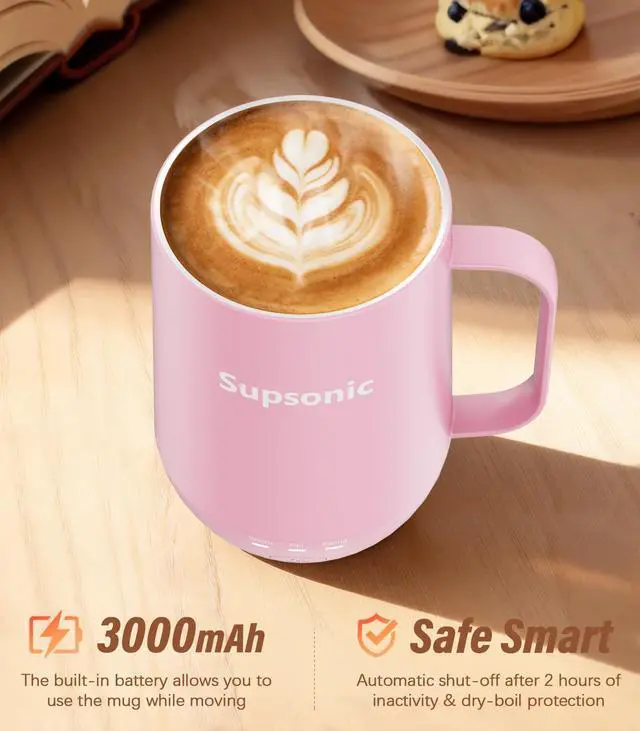 Alt view image 3 of 7 - - 16oz Self Heating Coffee Mug, Smart Heated Coffee Mug Faster Direct-Contact Heating Up to 149°F, Coffee Mug Warmer Set with Auto Shut-Off - Gifts for Men Women | S2