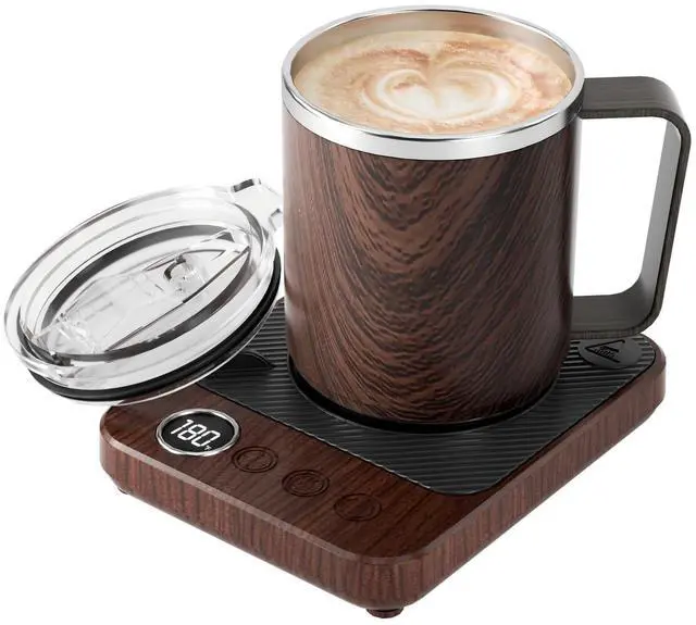 Main image of Coffee Mug Warmer &Mug Set for Desk, Smart Coffee Cup Warmer with 16oz Heated Mug, Cup Heater with Auto Shut Off for Office/Home, Coffee Gifts for Men&Women, for Dad, Wood