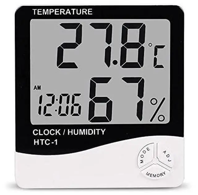 Main image of HTC-1 Digital Hygrometer Indoor Thermometer Clock/Alarm Humidity Meter Room Thermometer with Temperature and Humidity Monitor Mini Hygrometer Outdoor