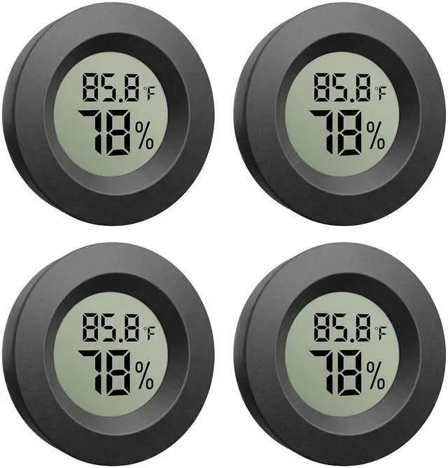 Main image of 4-Pack Mini Hygrometer Thermometer, Digital LCD Humidity Meter Indoor/Outdoor Temperature Humidity Monitor, Reptile Thermometer Fahrenheit()/Celsius() for Incubators, Greenhouse Garden, Cellar, Jars