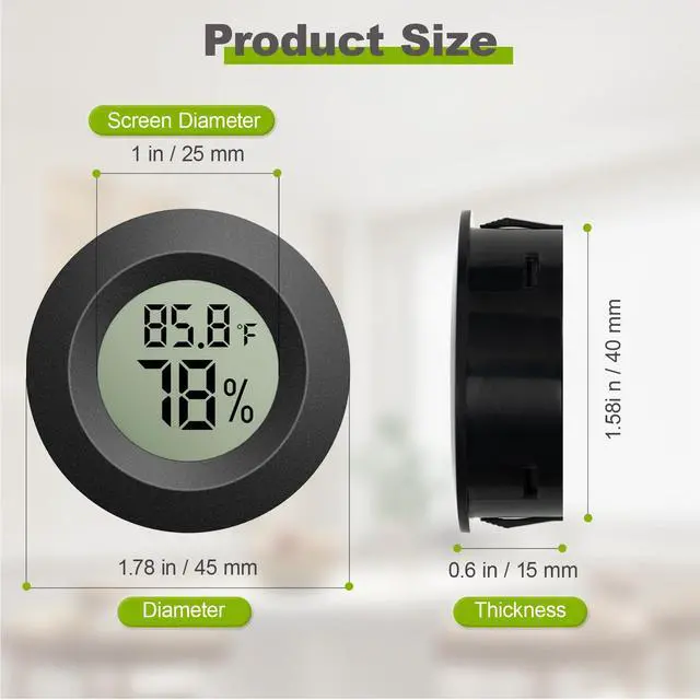 Alt view image 2 of 7 - 4-Pack Mini Hygrometer Thermometer, Digital LCD Humidity Meter Indoor/Outdoor Temperature Humidity Monitor, Reptile Thermometer Fahrenheit()/Celsius() for Incubators, Greenhouse Garden, Cellar, Jars