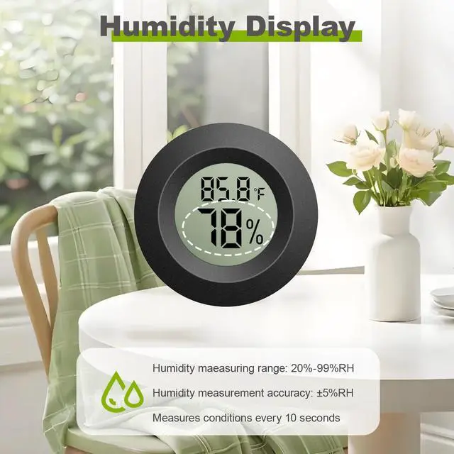 Alt view image 4 of 7 - 4-Pack Mini Hygrometer Thermometer, Digital LCD Humidity Meter Indoor/Outdoor Temperature Humidity Monitor, Reptile Thermometer Fahrenheit()/Celsius() for Incubators, Greenhouse Garden, Cellar, Jars