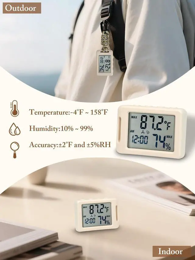 Alt view image 2 of 7 - Portable Mini Thermometer,Digital Hygrometer Humidity Meter