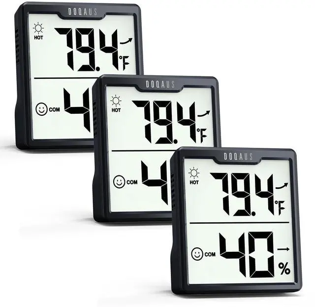 Main image of 3 Pieces Digital Hygrometer Indoor Thermometer Humidity Meter with Accurate Temperature and Humidity Monitor for House, Baby Room, Greenhouse, Incubator - Battery Included