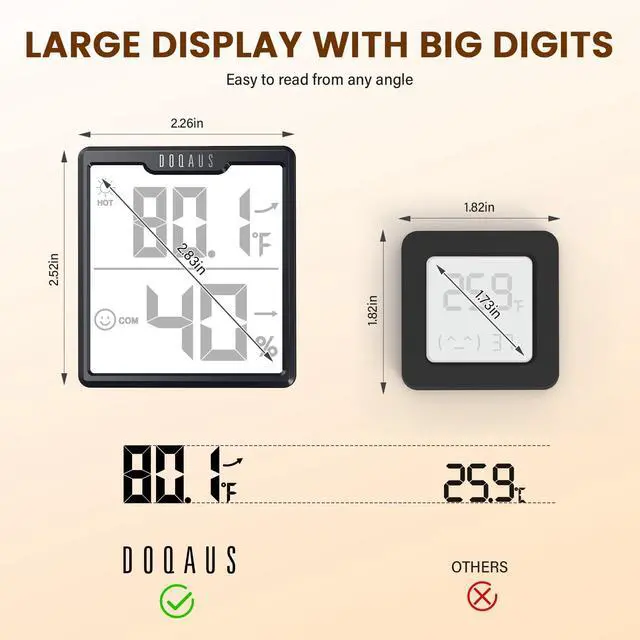 Alt view image 4 of 7 - 3 Pieces Digital Hygrometer Indoor Thermometer Humidity Meter with Accurate Temperature and Humidity Monitor for House, Baby Room, Greenhouse, Incubator - Battery Included