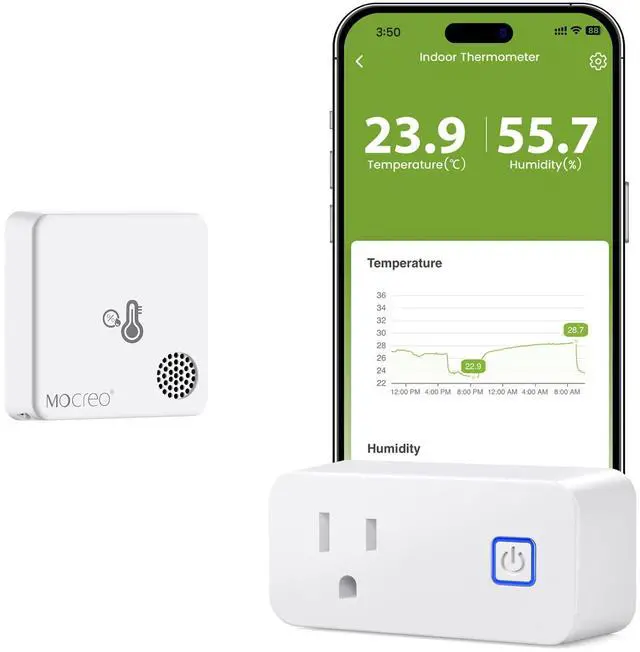 Main image of WiFi Room Thermometer Hygrometer, Remote App Email Alert, 2 Years Data Export, 2 Years Battery, No Subscription, Wireless Temperature Humidity Sensor for Bedroom, Greenhouse, Basement