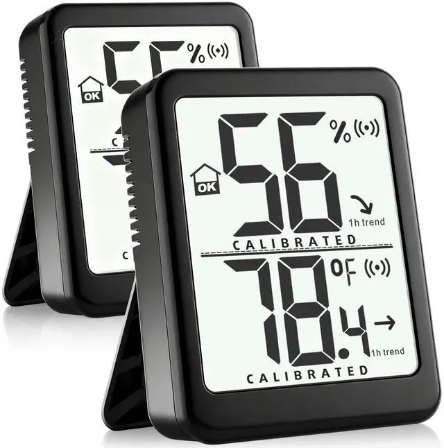 Main image of 2 Pack Room Thermometer Small Hygrometer Indoor Humidity Monitor Sensor, Digital Temperature and Humidity Meter Gauge for Home, Baby Nursery, Reptile, Greenhouse - Battery Included