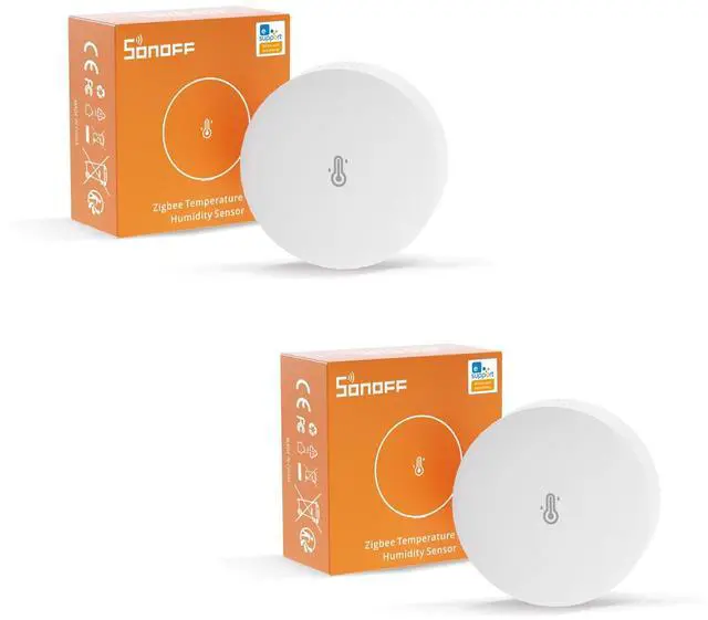 Main image of SNZB-02P Zigbee Indoor Temperature Humidity Sensor, Thermometer Hygrometer with Alert, Works with Alexa & Google Home for Remote Monitoring and Home Automation, ZigBee 3.0 Hub Required, 2-Pack