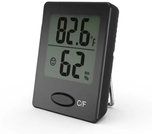 Alt view image 2 of 7 - Portable Mini Digital Versatile Thermometer Hygrometer - Monitor Temperature Gauge & Humidity with Wall Hanging, Standing & Magnet Options for Home, Office, Greenhouse and More (Black, 3 Pack)
