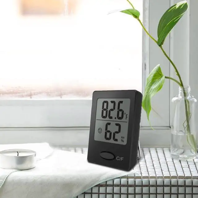 Alt view image 6 of 7 - Portable Mini Digital Versatile Thermometer Hygrometer - Monitor Temperature Gauge & Humidity with Wall Hanging, Standing & Magnet Options for Home, Office, Greenhouse and More (Black, 3 Pack)